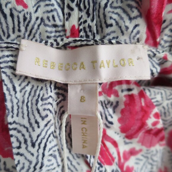 Rebecca Taylor Coral Fleur Long Sleeves Silk Blouse Size 8 - Picture 8 of 10